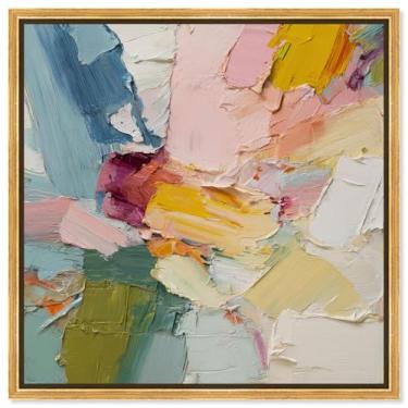 Imagem de Arte de parede de banheiro com impressão em tela Pastel and Bold III por Art Remedy, moldura dourada, 50 x 50 cm
