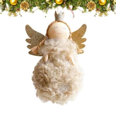 Imagem de Enfeites de Natal de menina anjo, decoração de boneca de anjo de Natal | Boneca de pelúcia de anjo decoração de árvore de Natal - Bonecas fofas de pelúcia com enfeite de árvore de anjo para aniversári