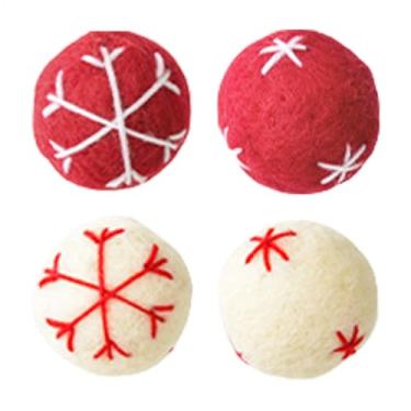 Imagem de Bolas de feltro para árvore de Natal,Bolas de feltro para enfeite de natal - Pingente decorativo de árvore de Natal,Ornamentos decorativos pendurados, conjunto de 4 pingentes de árvore de Natal, bolas