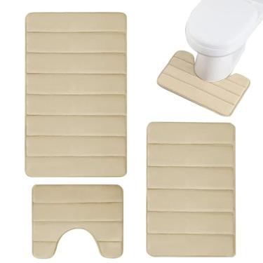 Imagem de Tapetes higiênicos absorventes de secagem rápida, conjunto de tapetes de banheiro, Conjunto de tapete de banho 3X para banheiro antiderrapante, Tapete absorvente quadrado do banheiro da esponja da águ