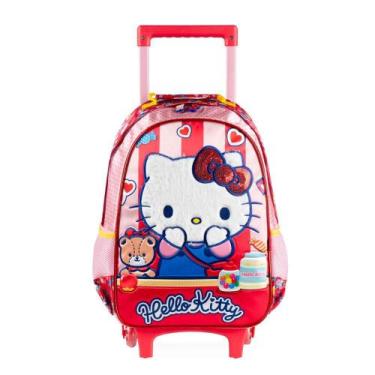 Imagem de Mochila de Rodinha Escolar Feminina Hello Kitty Vermelha - Bagaggio, U