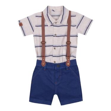 Imagem de Conjunto Luxo Bebê Menino C/ Suspensório Verão Paraiso 15442-Masculino