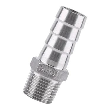 Imagem de Generic Conector de Cauda de Mangueira Farpada de Aço Inoxidável para Encanamento de Tubulação de Ar/água, Encaixe de Rosca 304 SS 1/8 "~ 3/4" para Engenharia Química, Máquinas (1/2''*19mm)