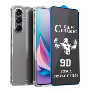 Imagem de Kit Capa Anti Impacto Transparente + Película de Cerâmica Fosca Privacidade 9D Flexível Compatível Samsunng Galaxy S24 FE