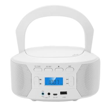Imagem de Fockety Leitor de CD Portátil, Leitor de CD de Carregamento Superior Bluetooth para Casa e Carro Com Display LED, Leitores de Música de Mesa Suporta MP3, USB, AUX, Rádio FM, Disco U (Plugue UE)
