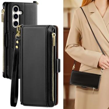 Imagem de Antsturdy Capa carteira compatível com Samsung Galaxy S25 para mulheres 【bloqueio RFID】 Capa transversal de couro PU com zíper com alça de pulso, capa flip para cartão de crédito para S25 de 6,2