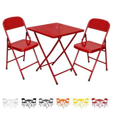 Imagem de Conjunto Mesa C/ 2 Cadeiras Dobráveis Bar Restaurante Aço - Utility, V
