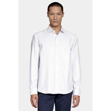 Imagem de Camisa Aramis Manga Longa Slim Xadrez Branco Com Azul-Masculino