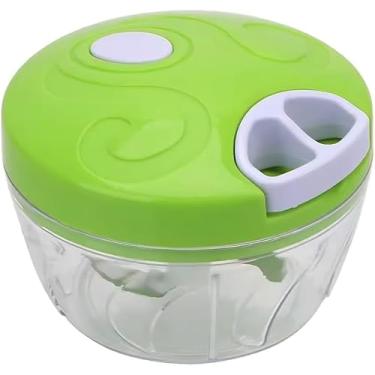 Imagem de Mini Processador Manual de Alimentos, 3 Lâminas em Aço Inox, Pote Acrílico Transparente, Sistema de Corda Retrátil, Verde