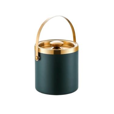 Imagem de Balde de gelo de aço inoxidável para festa com isolamento duplo Keep Cold Champagne Wine Beer Pellets Cubo de bebida (verde, grande)