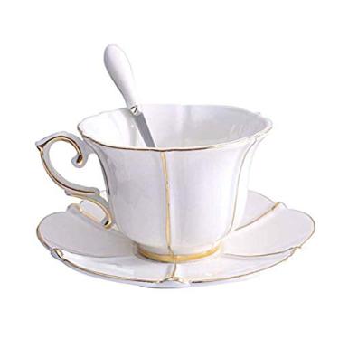 Imagem de Conjunto de xícaras de café e chávenas de chá, cerâmica, xícaras e pires, resistente ao desgaste e ao desgaste, cozinha doméstica e escritório