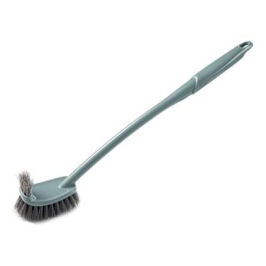 Imagem de Escova de limpeza profunda de plástico dupla face, escova de vaso sanitário, limpeza profunda, escova de limpeza estendida montada na parede, economia de espaço