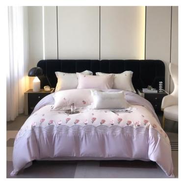 Imagem de x3anggyt5 Conjunto de capa de edredom 100% algodão, super macio e respirável, adequado para todas as estações (roxo, cama de 2 m - 220 x 240 cm)