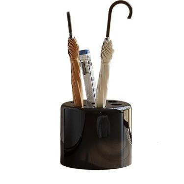 Imagem de Suporte de guarda-chuva interno de 7 furos, cesto de balde redondo, banco de entrada, para entrada e escritório, economiza espaço (preto)