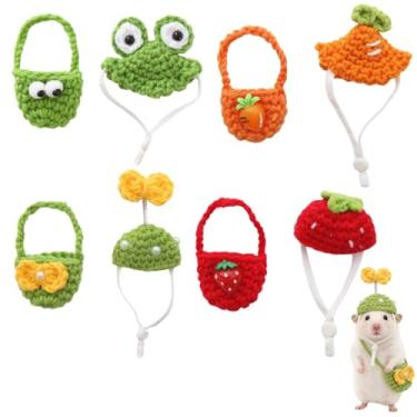Imagem de Conjunto de 8 peças de fantasia de hamster de estimação, adorável chapéu e mochila, acessórios de fantasia de festa festiva, adequado para hamsters, porquinhos-da-índia, planadores de açúcar