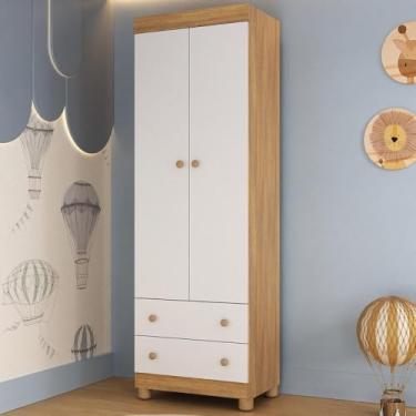 Imagem de Guarda-roupa Infantil 62cm 2 Portas e 2 Gavetas Allegra Multimóveis Mp4441 Madeirado/branco