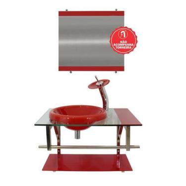 Imagem de Gabinete de Vidro 60cm para Banheiro Lituânia - EKASA, Vermelho Ferrar