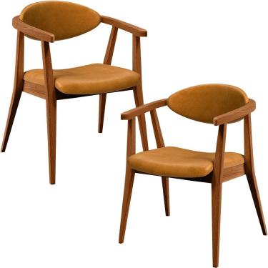 Imagem de Kit 02 Poltronas Decorativas Para Sala de Estar Cecília B04 Couríssimo Whisky - Lyam Decor