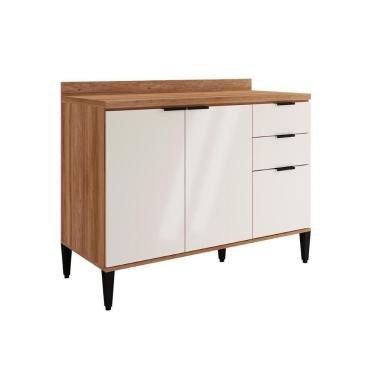 Imagem de Gabinete De Cozinha Modulado Balcão Alpha 2506 3 Portas E 2 Gavetas Com Tampo 120cm Freijó