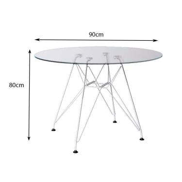 Imagem de Mesa Jantar De Vidro Redonda 90Cm Com Ferro Branco - Up Home