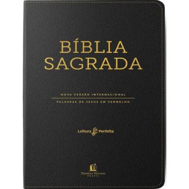 Imagem de Livro - Bíblia NVI, Capa luxo preta, Letras de Jesus em vermelho, Índi