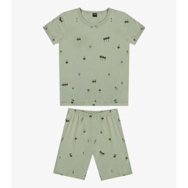 Imagem de Pijama Infantil Camiseta e Bermuda Select Verde, 6, Verde
