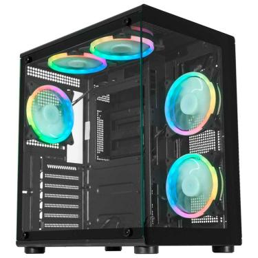 Imagem de Gabinete Gamer Aquário K-MEX Bull Shark CG-02P3, Painel e Lateral em Vidro Temperado, USB 3.0, Micro ATX, Preto - CG02P3RH001CB0X