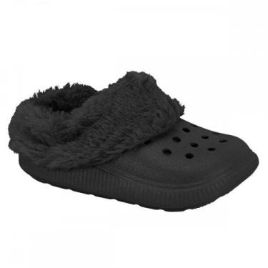 Imagem de Sandalia Molekinha 2591212 Babucha Forrada Lã Pelo Infantil, Preto, 31