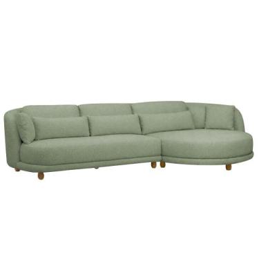 Imagem de Sofá 05 Lugares 330cm Arizona com Chaise Esquerdo Bouclé Verde Claro -