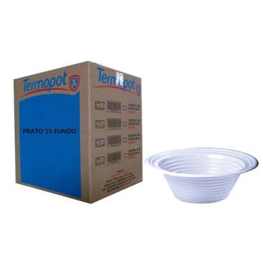 Imagem de 500 Prato Plastico Sobremesa 15Cm Fundo Branco Termopot (1Cx