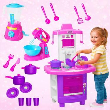 Imagem de Kit Cozinha Menina Sai Agua Microondas Liquidificador Panela - EINSTOK