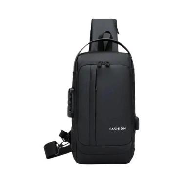 Imagem de Bolsa Transversal Masculina Impermeável De Grande Capacidade Com USB P