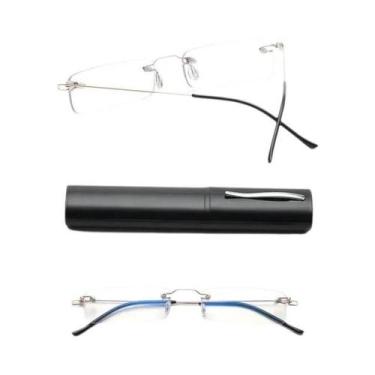 Imagem de Óculos De Leitura Masculinos Anti-luz Azul, Sem Aro, Quadrados, De Met