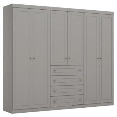 Imagem de Guarda Roupa Casal 6 Portas 4 Gavetas 262 cm Americano Branco HP HENN,