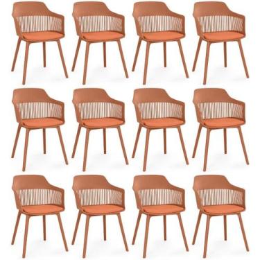 Imagem de Kit 12 Cadeiras de Jantar Estofada Marcela - Marrom - Magazine Decor