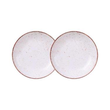 Imagem de Jogo de Pratos Fundo 2 Peças Rústico 22 cm Porcelana Decorada Tramonti
