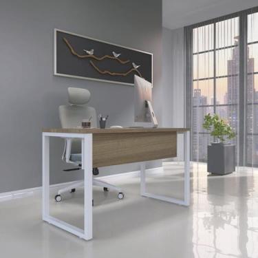 Imagem de Escrivaninha Mesa Escritório X 150cm Industrial Noce Naturalle E Branc