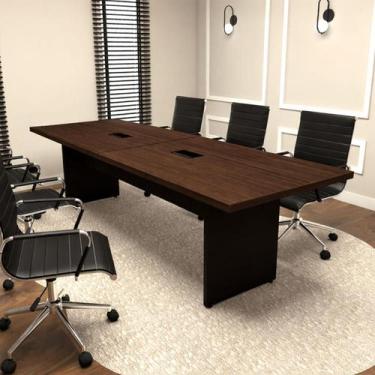 Imagem de Mesa de Reunião 2,70m para 8 Pessoas com 2 Caixas Tomadas F5 Office - 