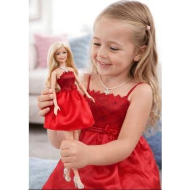 Imagem de Barbie Boneca Mattel 80º Aniversário Vestido Vermelho Rubi