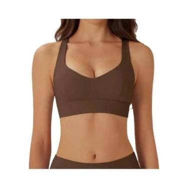 Imagem de Sutiã Esportivo Feminino De Alto Suporte Para Yoga Com Bojo Removível 