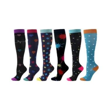 Imagem de Meias De Compressão Florais Com Estampa De Animais E Frutas, 6 Pares P