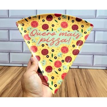 Imagem de Jogo Com 6 Prato Pizza Melamina Quero mais Pizza