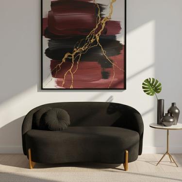 Imagem de Sofá Orgânico 2 Lugares C/2 Almofadas Curvo Sala Recepção Amsterdã Suede Preto - Montan...