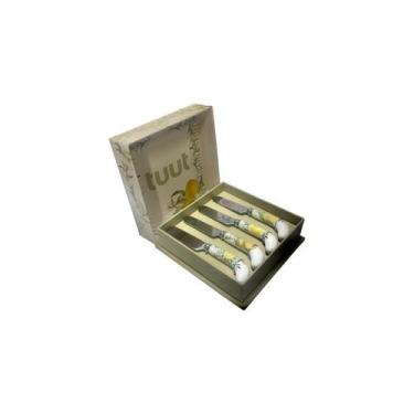 Imagem de Cj.4 Espátulas p/ Manteiga c/ Cabo Porcelana Limone 12cm Tuut