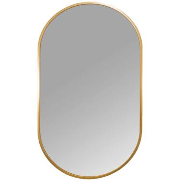 Imagem de Espelho Oval 40x60cm Preto/Dourado FWB com Moldura para Parede Minimalista