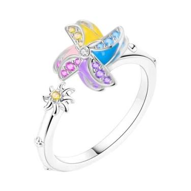 Imagem de Anéis Divididos Em Forma De Borboleta Com Zircônia Azul, Cor Prata 925