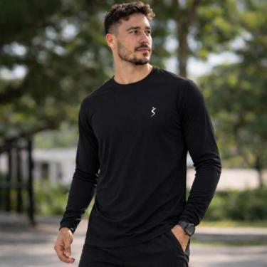 Imagem de Camiseta Viva Fitness Proteção Uv 50+ Manga Longa -, Preto, G