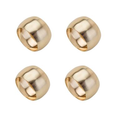 Imagem de Cj 4 Anéis/Argolas de Aço P/Guardanapos Circle Dourado Lyor