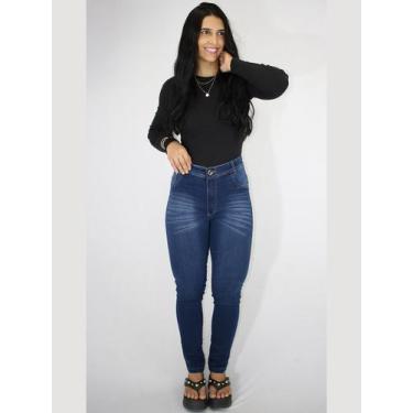 Imagem de Calça Jeans Feminina Preta Skinny Cintura Alta Com Lycra Levanta Bumbu