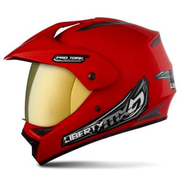 Imagem de CAPACETE FECHADO PRO TORK LIBERTY MX VISION PRO VERMELHO TAM. 58 VIS. DOURADA